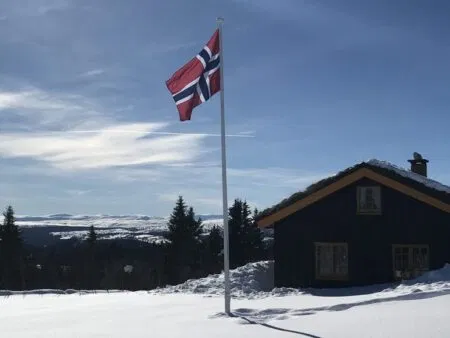 Flaggstang i tre til eksisterende stativ